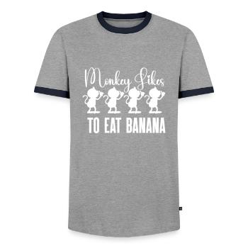 Banana Fruit Lover Funny Bananas - Men's Ringer Shirt - grey/navy  - Front - AI Model Female 172 light (172cm) & AI Model Male 178 light (178cm)