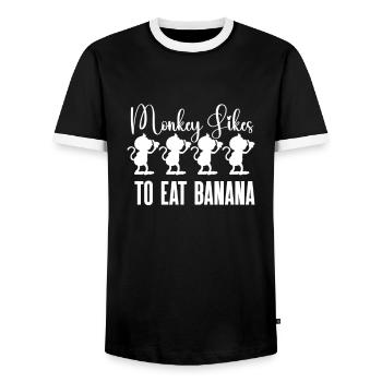 Banana Fruit Lover Funny Bananas - Men's Ringer Shirt - black/white - Front - AI Model Female 172 light (172cm) & AI Model Male 178 light (178cm)