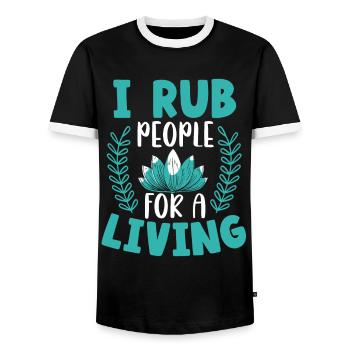 Je frotte les gens pour une massothérapie à vie - T-shirt contrasté Homme - noir/blanc - Devant - AI Model Female 172 light (172cm) & AI Model Male 178 light (178cm)