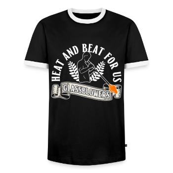 Hitze und Schlag für uns Glasbläser - Glasblasen - Männer Kontrast-T-Shirt - Schwarz/Weiß - Vorne - AI Model Female 172 light (172cm) & AI Model Male 178 light (178cm)