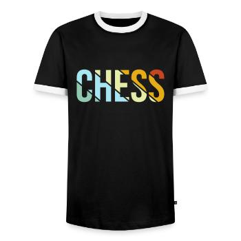 Échecs Rétro - T-shirt contrasté Homme - noir/blanc - Devant - AI Model Female 172 light (172cm) & AI Model Male 178 light (178cm)