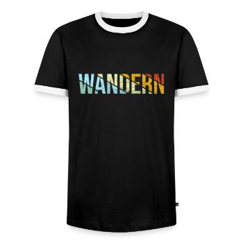 Wandern Schriftzug Retro - Männer Kontrast-T-Shirt - Schwarz/Weiß - Vorne - AI Model Female 172 light (172cm) & AI Model Male 178 light (178cm)