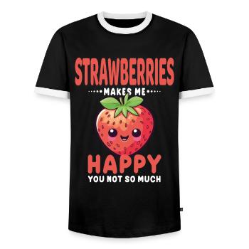 Erdbeere Kawaii - Männer Kontrast-T-Shirt - Schwarz/Weiß - Vorne - AI Model Female 172 light (172cm) & AI Model Male 178 light (178cm)
