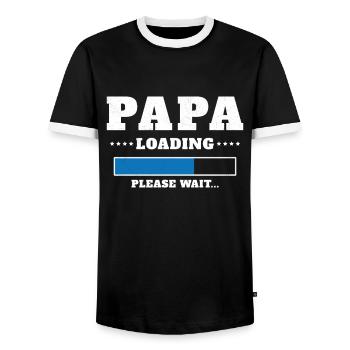 Chargement de Papa Veuillez patienter - T-shirt contrasté Homme - noir/blanc - Devant - AI Model Female 172 light (172cm) & AI Model Male 178 light (178cm)