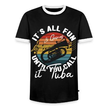 It´s All Fun Until You Call It Tuba Baritone Bass - Männer Kontrast-T-Shirt - Schwarz/Weiß - Vorne - AI Model Female 172 light (172cm) & AI Model Male 178 light (178cm)