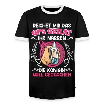 Geocacher Reichet mir das GPS Gerät ihr Narren - Männer Kontrast-T-Shirt - Schwarz/Weiß - Vorne - AI Model Female 172 light (172cm) & AI Model Male 178 light (178cm)