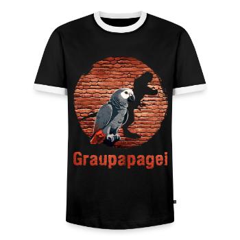 Graupapagei African Grey Vogelliebhaber - Männer Kontrast-T-Shirt - Schwarz/Weiß - Vorne - AI Model Female 172 light (172cm) & AI Model Male 178 light (178cm)