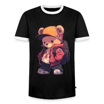 Bear Bears Brown Bear Bears Baby Bear - Men's Ringer Shirt - black/white - Front - AI Model Female 172 light (172cm) & AI Model Male 178 light (178cm)