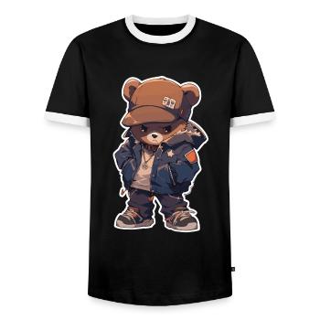 Bear Brown Bear Bear Bear Head Bear Baby - Men's Ringer Shirt - black/white - Front - AI Model Female 172 light (172cm) & AI Model Male 178 light (178cm)