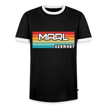 Marl Marlerin Marler Stadt Marl - Men's Ringer Shirt - black/white - Front - AI Model Female 172 light (172cm) & AI Model Male 178 light (178cm)