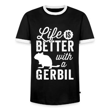 Everything is better with gerbil rodent Gerbil - Men's Ringer Shirt - black/white - Front - AI Model Female 172 light (172cm) & AI Model Male 178 light (178cm)