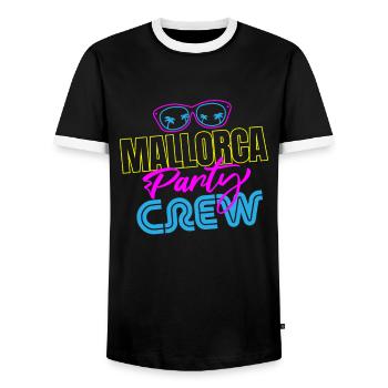 Malle Party Crew - Men's Ringer Shirt - black/white - Front - AI Model Female 172 light (172cm) & AI Model Male 178 light (178cm)