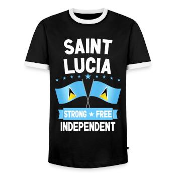 Saint Lucia - Men's Ringer Shirt - black/white - Front - AI Model Female 172 light (172cm) & AI Model Male 178 light (178cm)