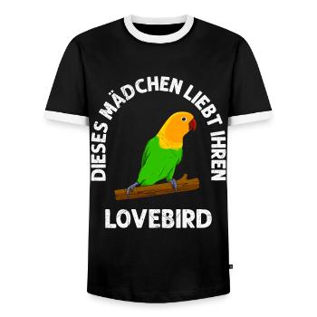 Dieses Mädchen liebt ihren Lovebird Girls - Männer Kontrast-T-Shirt - Schwarz/Weiß - Vorne - AI Model Female 172 light (172cm) & AI Model Male 178 light (178cm)