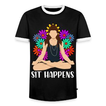 Meditation Meditieren - Men's Ringer Shirt - black/white - Front - AI Model Female 172 light (172cm) & AI Model Male 178 light (178cm)