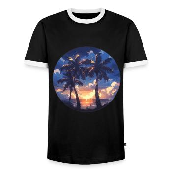 Palme Palmen Palme Sonnenuntergang Palmenstrand - Männer Kontrast-T-Shirt - Schwarz/Weiß - Vorne - AI Model Female 172 light (172cm) & AI Model Male 178 light (178cm)