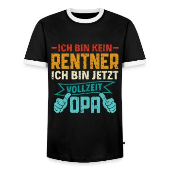 Ich bin kein Rentner - Ich bin Vollzeit Opa Rente - Männer Kontrast-T-Shirt - Schwarz/Weiß - Vorne - AI Model Female 172 light (172cm) & AI Model Male 178 light (178cm)