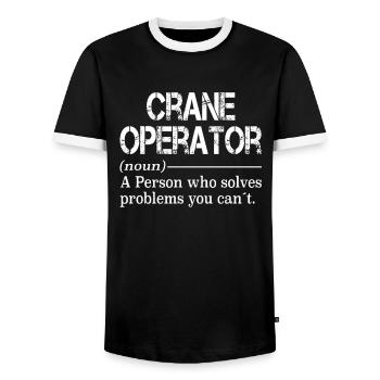 Crane Operator, Construction Machinery, Crane Hook, Crane Operator - Men's Ringer Shirt - black/white - Front - AI Model Female 172 light (172cm) & AI Model Male 178 light (178cm)