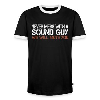 Technicien du son Technicien du son Musique - T-shirt contrasté Homme - noir/blanc - Devant - AI Model Female 172 light (172cm) & AI Model Male 178 light (178cm)