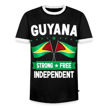 Guyana - Men's Ringer Shirt - black/white - Front - AI Model Female 172 light (172cm) & AI Model Male 178 light (178cm)