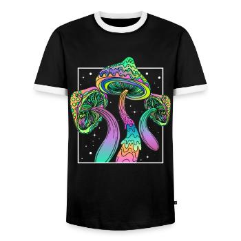 Festival des champignons psychédéliques EDM Musique - T-shirt contrasté Homme - noir/blanc - Devant - AI Model Female 172 light (172cm) & AI Model Male 178 light (178cm)
