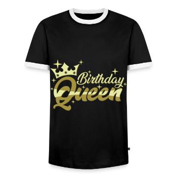 Birthday Queen - Men's Ringer Shirt - black/white - Front - AI Model Female 172 light (172cm) & AI Model Male 178 light (178cm)