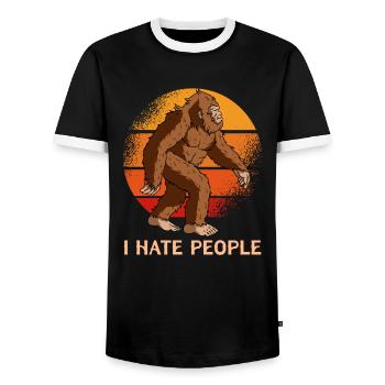 Je déteste les gens Bigfoot - T-shirt contrasté Homme - noir/blanc - Devant - AI Model Female 172 light (172cm) & AI Model Male 178 light (178cm)