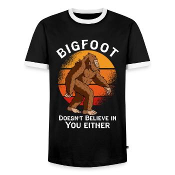 Bigfoot ne croit pas en vous non plus - T-shirt contrasté Homme - noir/blanc - Devant - AI Model Female 172 light (172cm) & AI Model Male 178 light (178cm)