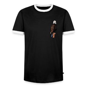 Bald Eagle - Men's Ringer Shirt - black/white - Front - AI Model Female 172 light (172cm) & AI Model Male 178 light (178cm)