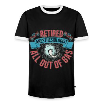 Retired Anesthesiologist All Out Of Gas Gift Idea - Men's Ringer Shirt - black/white - Front - AI Model Female 172 light (172cm) & AI Model Male 178 light (178cm)