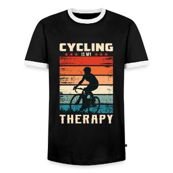 Road Bike Road Cyclist Cycling Cycling Race - Men's Ringer Shirt - black/white - Front - AI Model Female 172 light (172cm) & AI Model Male 178 light (178cm)