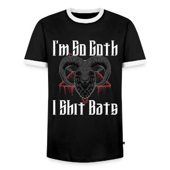 Satan Belzébuth Diable Gothique Pentagramme Mystique - T-shirt contrasté Homme - noir/blanc - Devant - AI Model Female 172 light (172cm) & AI Model Male 178 light (178cm)