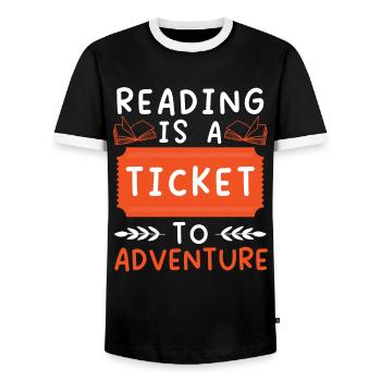Lire est très amusant, lire des livres, lire des livres - T-shirt contrasté Homme - noir/blanc - Devant - AI Model Female 172 light (172cm) & AI Model Male 178 light (178cm)