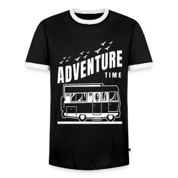 Camping Caravane Camping-car Camping-car Dicton - T-shirt contrasté Homme - noir/blanc - Devant - AI Model Female 172 light (172cm) & AI Model Male 178 light (178cm)
