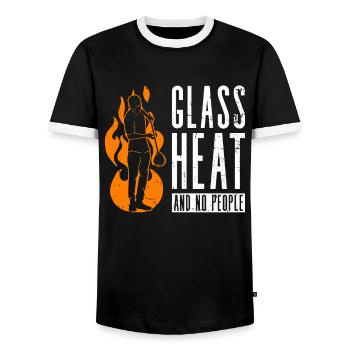 Glas - Hitze - und keine Menschen - Glasbläser - Männer Kontrast-T-Shirt - Schwarz/Weiß - Vorne - AI Model Female 172 light (172cm) & AI Model Male 178 light (178cm)