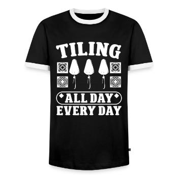 Carrelage toute la journée tous les jours Revêtement de sol - T-shirt contrasté Homme - noir/blanc - Devant - AI Model Female 172 light (172cm) & AI Model Male 178 light (178cm)