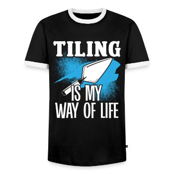 Carrelage Mon Mode De Vie Revêtement de sol - T-shirt contrasté Homme - noir/blanc - Devant - AI Model Female 172 light (172cm) & AI Model Male 178 light (178cm)