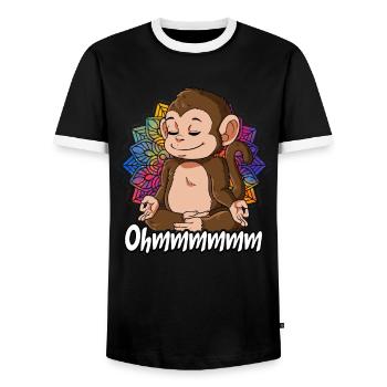 Yoga Ohmmm Namaste - Men's Ringer Shirt - black/white - Front - AI Model Female 172 light (172cm) & AI Model Male 178 light (178cm)