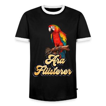 Ara Flüsterer Macaw Whisperer Papageien Fan - Männer Kontrast-T-Shirt - Schwarz/Weiß - Vorne - AI Model Female 172 light (172cm) & AI Model Male 178 light (178cm)