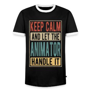 Animator Retro Geschenk - Männer Kontrast-T-Shirt - Schwarz/Weiß - Vorne - AI Model Female 172 light (172cm) & AI Model Male 178 light (178cm)