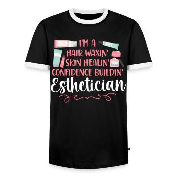 Cute Licensed Esthetician Skincare - Männer Kontrast-T-Shirt - Schwarz/Weiß - Vorne - AI Model Female 172 light (172cm) & AI Model Male 178 light (178cm)