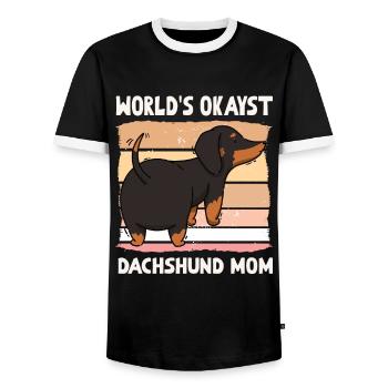 Mondes Okayst teckel Maman - T-shirt contrasté Homme - noir/blanc - Devant - AI Model Female 172 light (172cm) & AI Model Male 178 light (178cm)