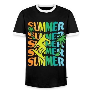 Surf - T-shirt contrasté Homme - noir/blanc - Devant - AI Model Female 172 light (172cm) & AI Model Male 178 light (178cm)
