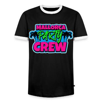 Malle Party Crew - Men's Ringer Shirt - black/white - Front - AI Model Female 172 light (172cm) & AI Model Male 178 light (178cm)