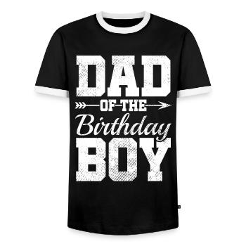 Papa du garçon d’anniversaire - T-shirt contrasté Homme - noir/blanc - Devant - AI Model Female 172 light (172cm) & AI Model Male 178 light (178cm)