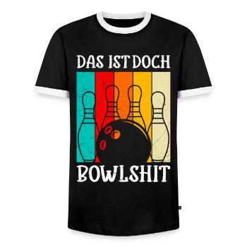 Bowling Das ist doch Bowlshit lustiges Bowling - Männer Kontrast-T-Shirt - Schwarz/Weiß - Vorne - AI Model Female 172 light (172cm) & AI Model Male 178 light (178cm)