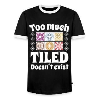 Tiler Too Much Tiled Doesn ́t Exist Tiles - Men's Ringer Shirt - black/white - Front - AI Model Female 172 light (172cm) & AI Model Male 178 light (178cm)