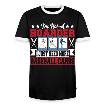 I'm Not A Hoarder I Just Need More Baseball Cards - Men's Ringer Shirt - black/white - Front - AI Model Female 172 light (172cm) & AI Model Male 178 light (178cm)