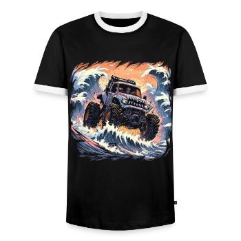 Monster truck - Men's Ringer Shirt - black/white - Front - AI Model Female 172 light (172cm) & AI Model Male 178 light (178cm)