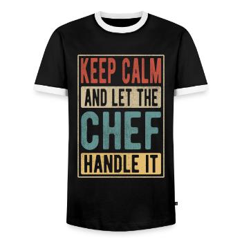 Chef Rétro Cadeau - T-shirt contrasté Homme - noir/blanc - Devant - AI Model Female 172 light (172cm) & AI Model Male 178 light (178cm)
